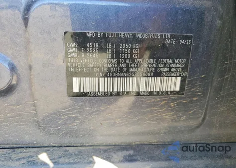 2016 Subaru Legacy 2.5I Limited z USA, uszkodzony, nr VIN 4S3BNAN62G3056088